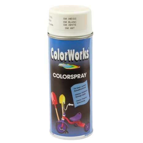 Spuitbus colorworks RAL 9010 wit zijdeglas